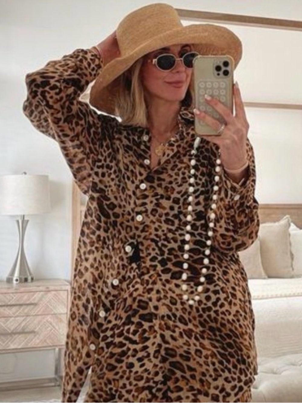 Vitamin A Leopard Button Down Cover Up